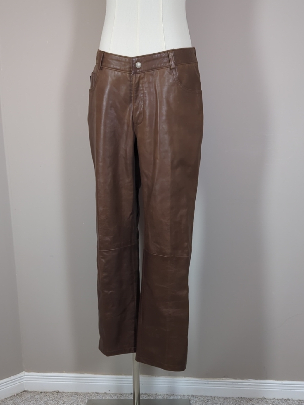 Vintage RUDSAK Brown Leather Straight Leg Pants Ankle 28/30